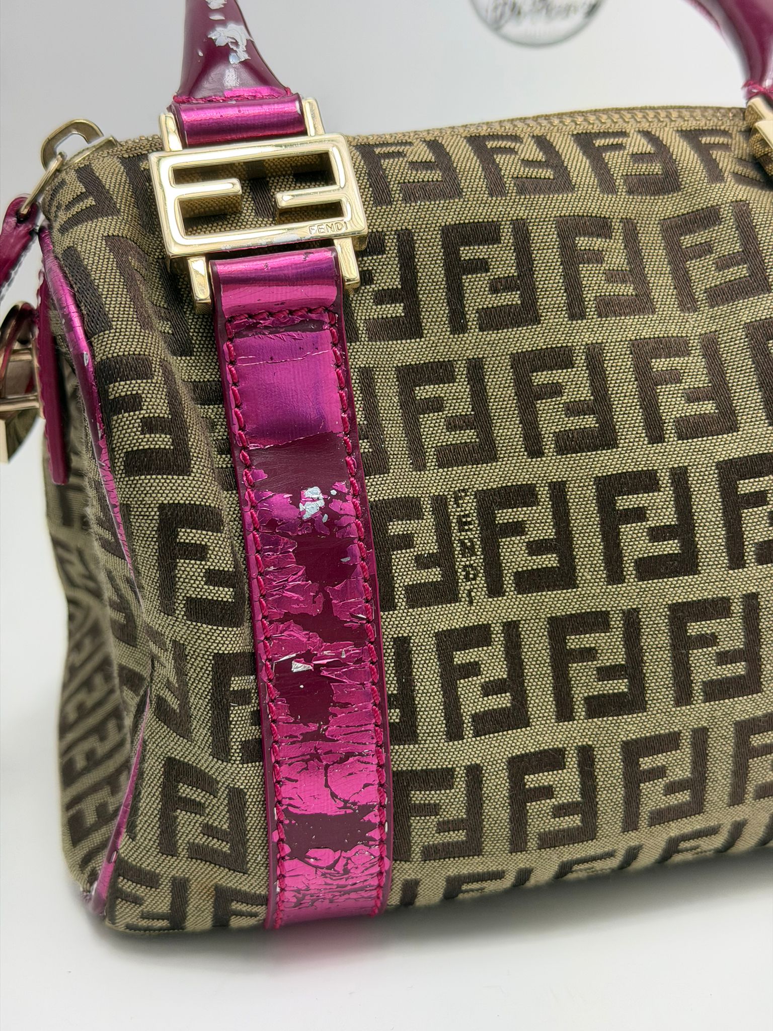 Mini bauletto Fendi beige e viola