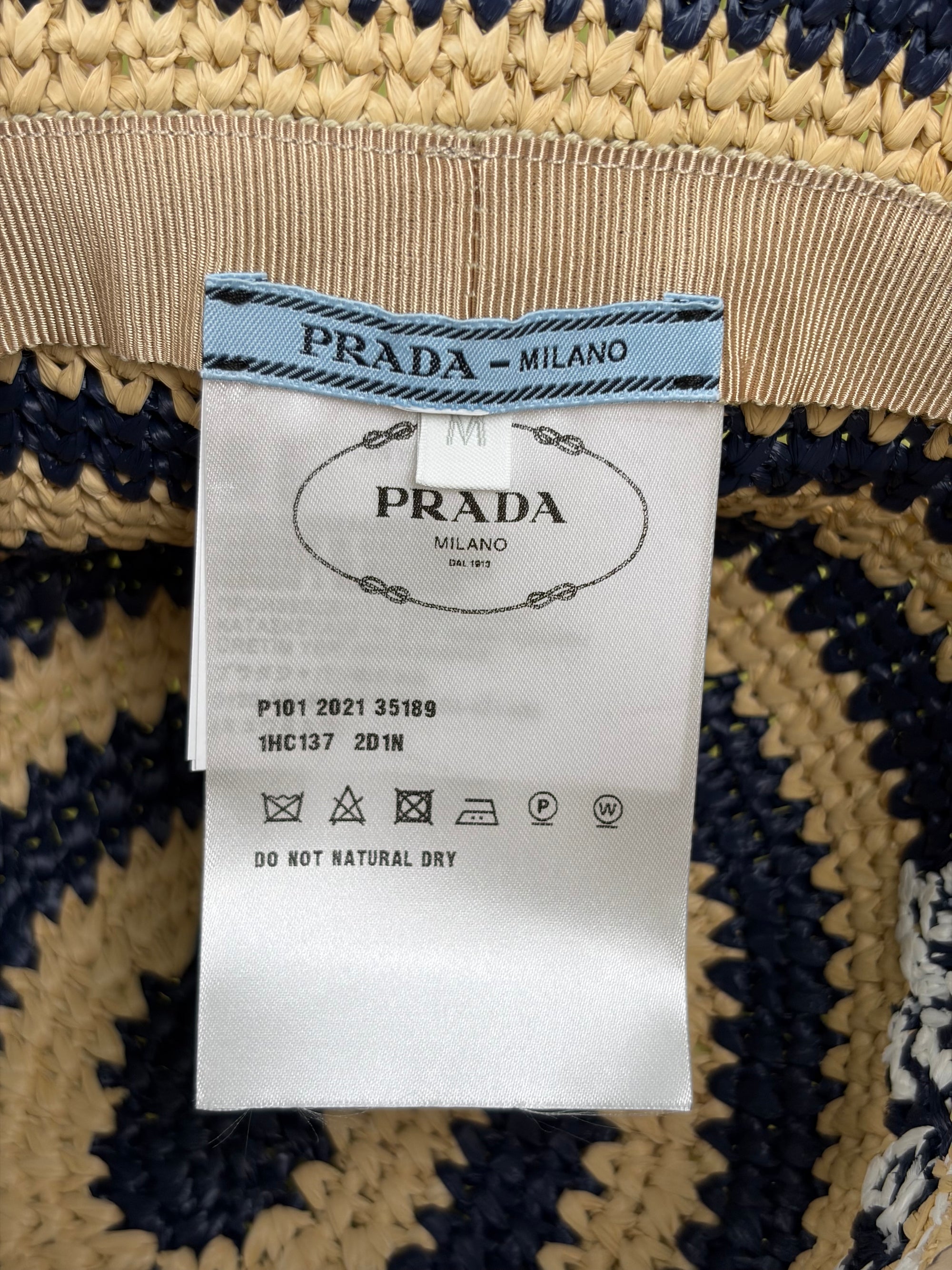 Cappello Prada beige e blu