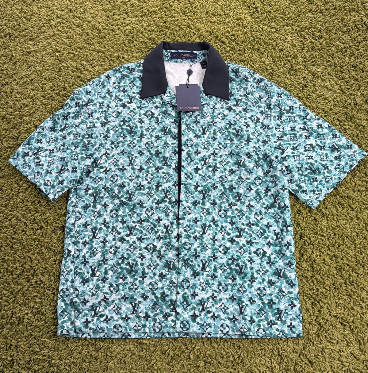 Camicia Louis Vuitton Monogram Pointillism SS crepe Azzurra M - Second Hand Di Fiore