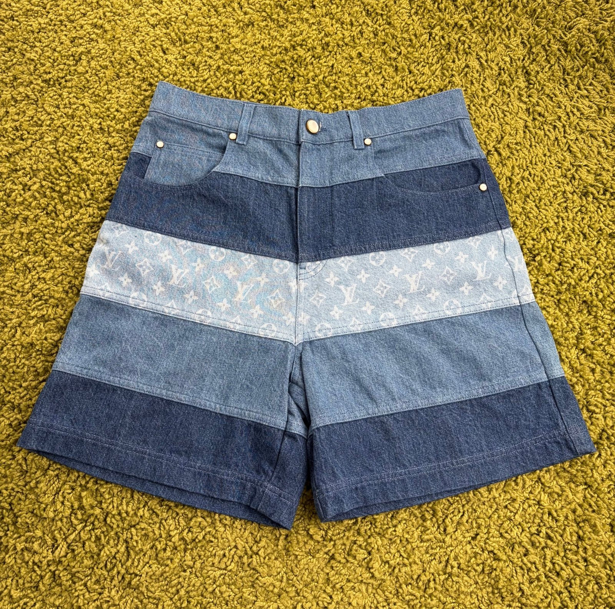 Pantaloncino Monogram Louis Vuitton striped patchwork In Denim Multicolor 30 - Second Hand Di Fiore