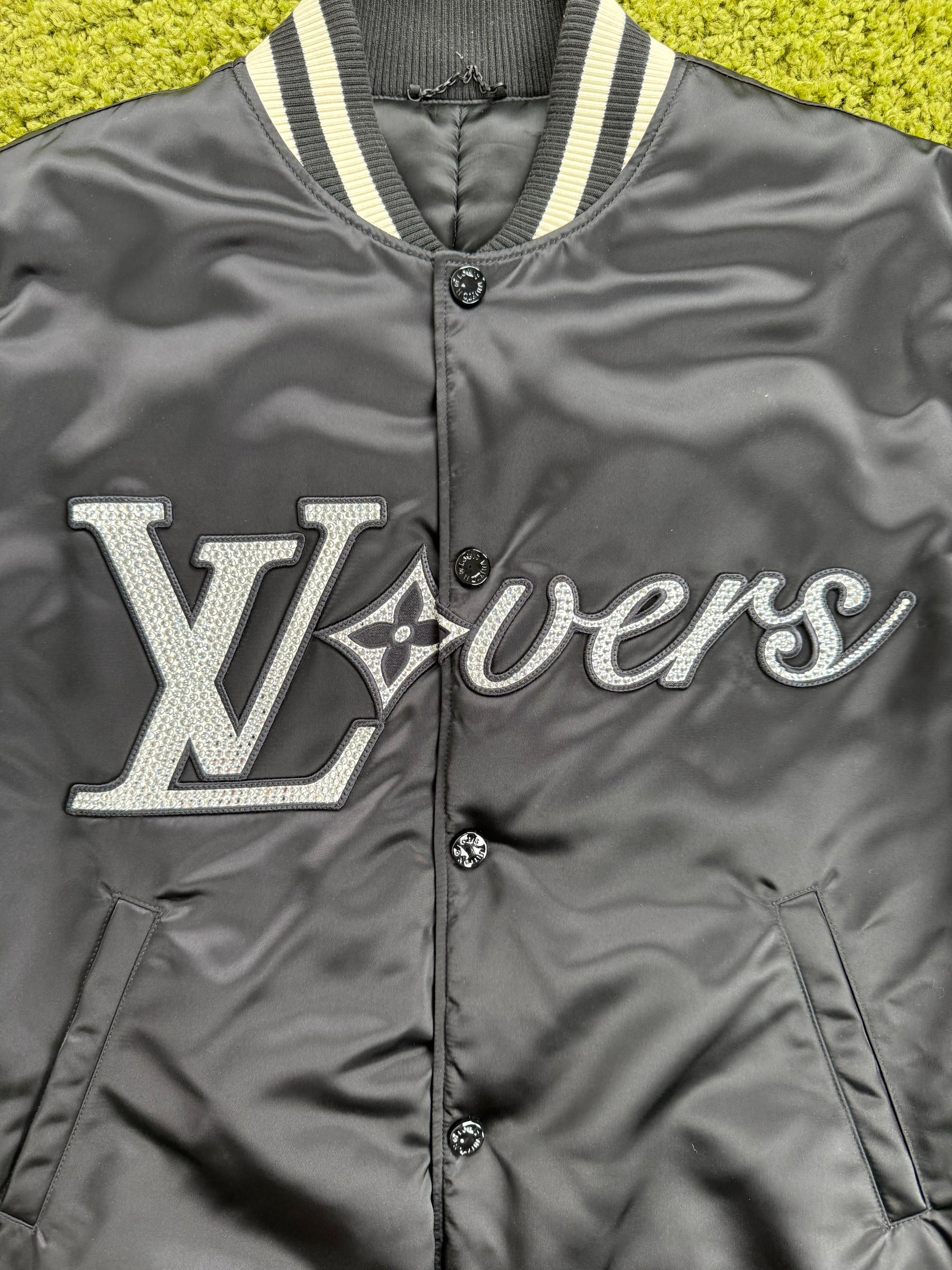 Giacca Louis Vuitton Lv Lovers con dettagli ricamati in cristalli su petto e manica Nero XXXL
