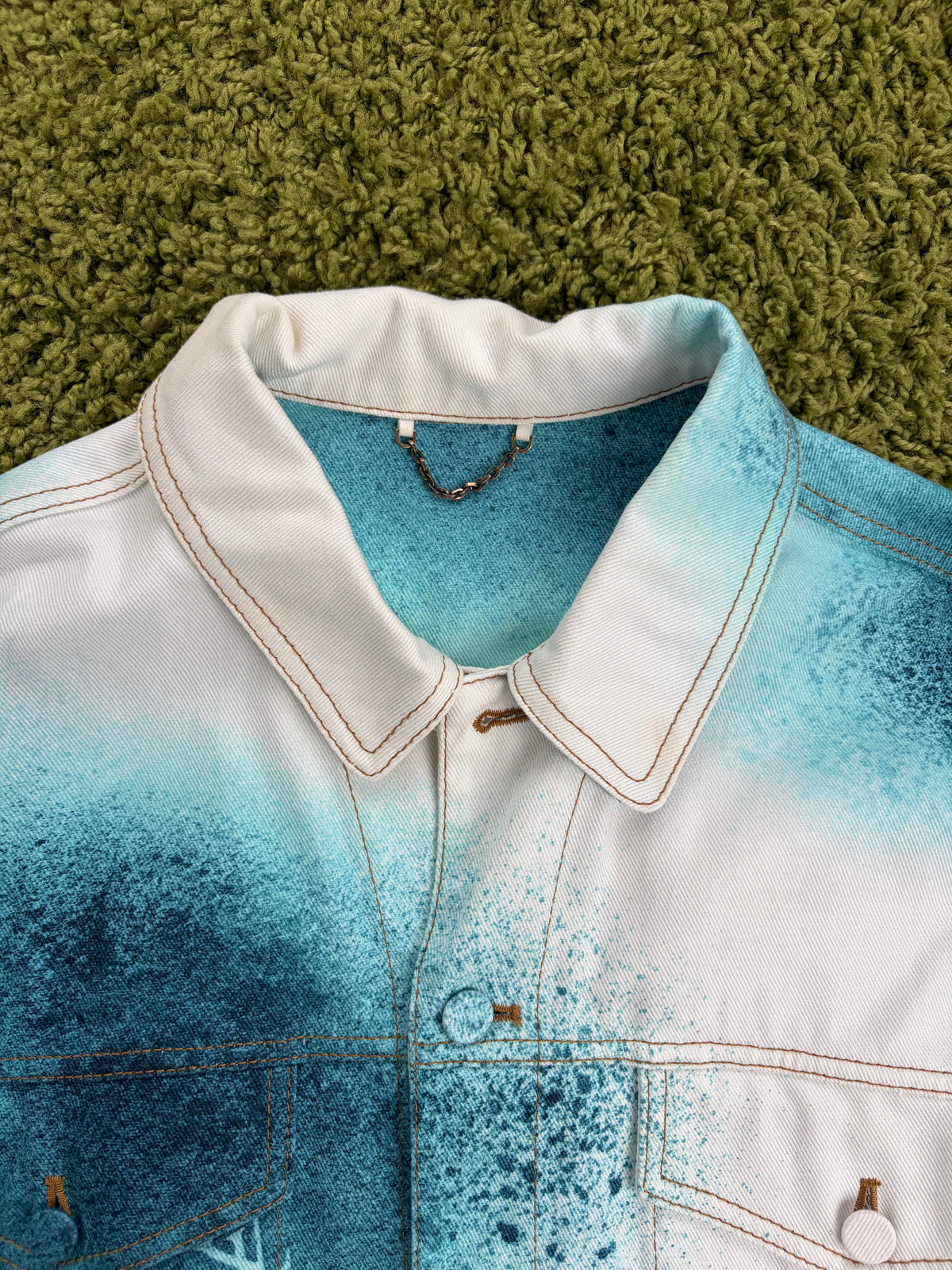 Giacca Louis Vuitton Spray in Denim Bianca Multicolor 54
