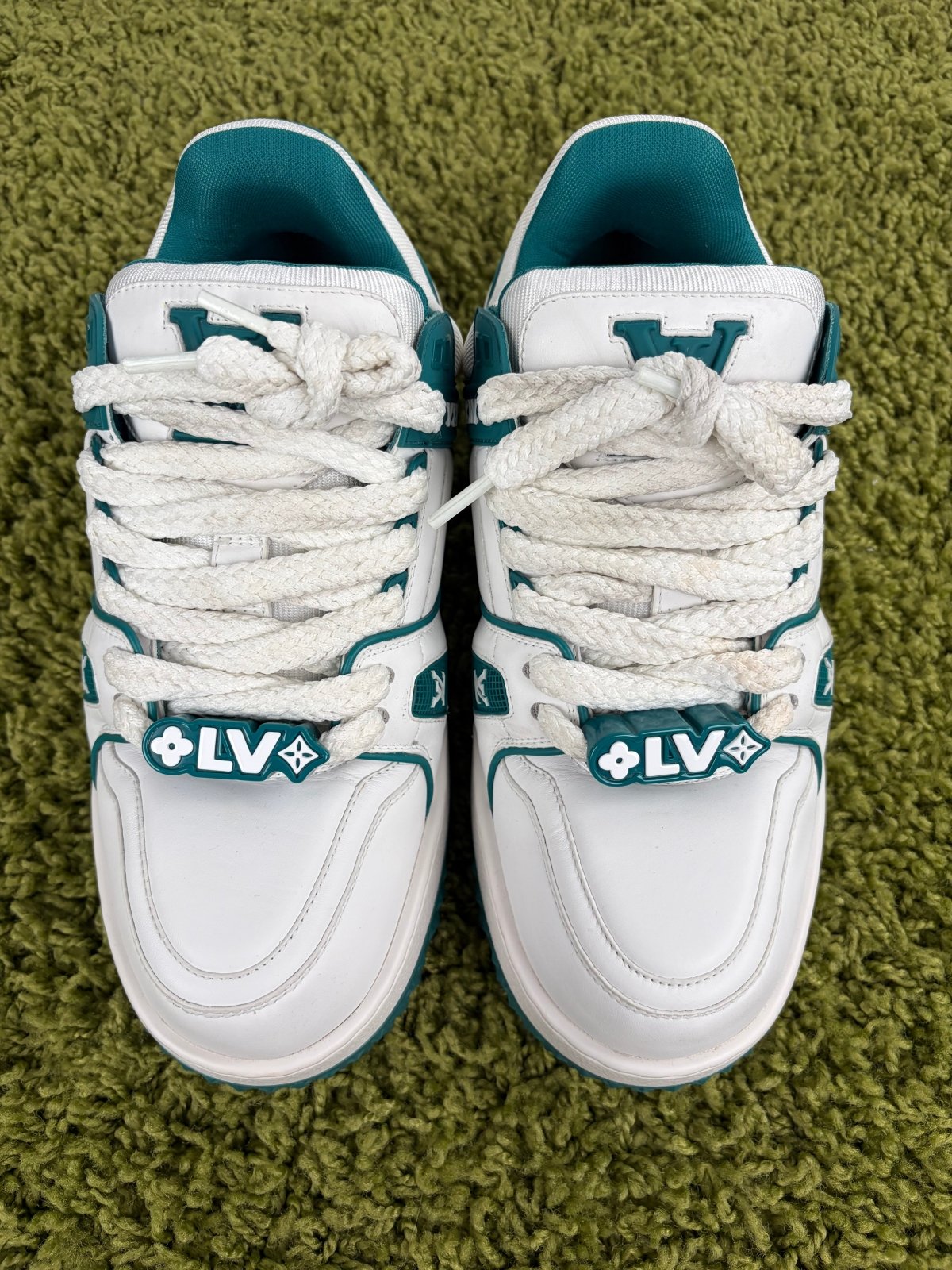 Louis Vuitton Trainer Maxi Bianca Verde 7.5 - Second Hand Di Fiore