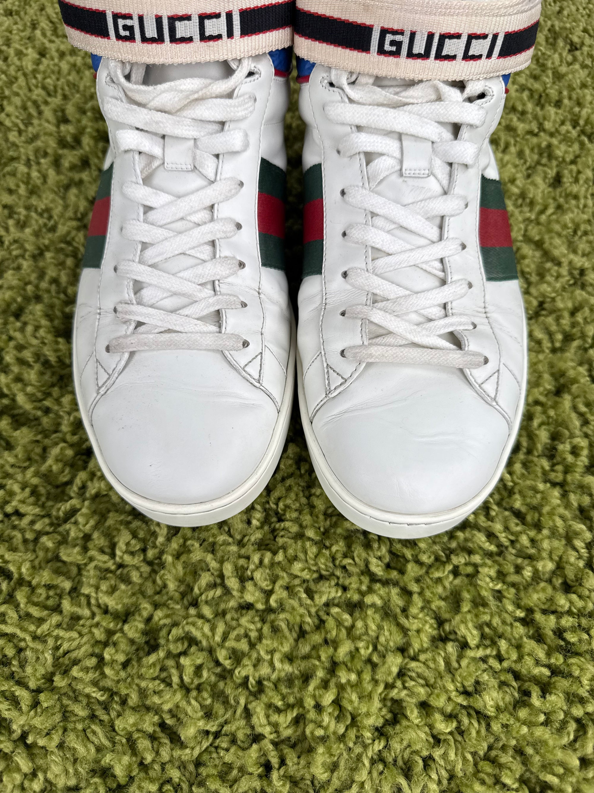 Gucci Ace Stripe High Bianche 9.5