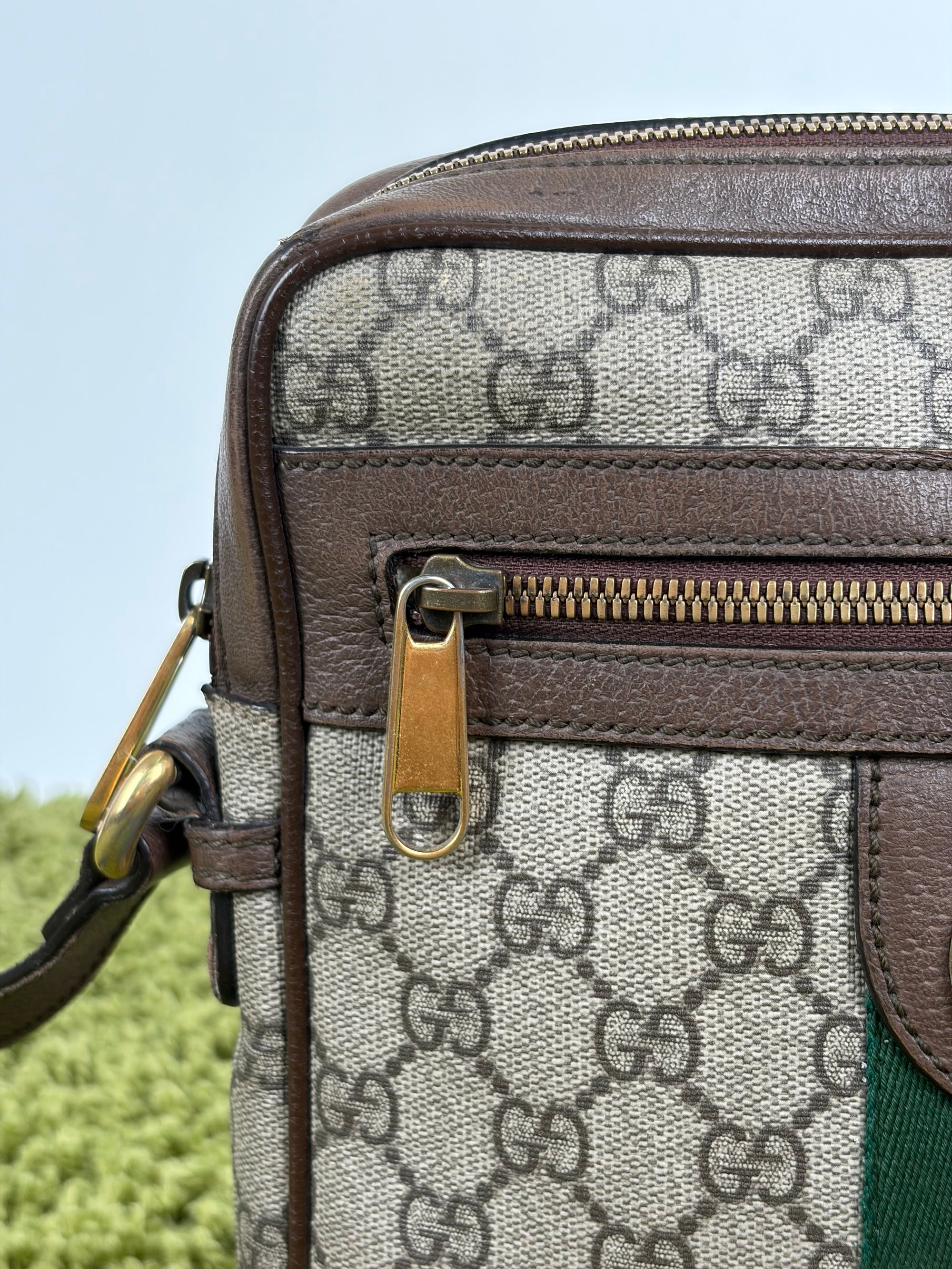 Borsello Gucci beige verde e rosso