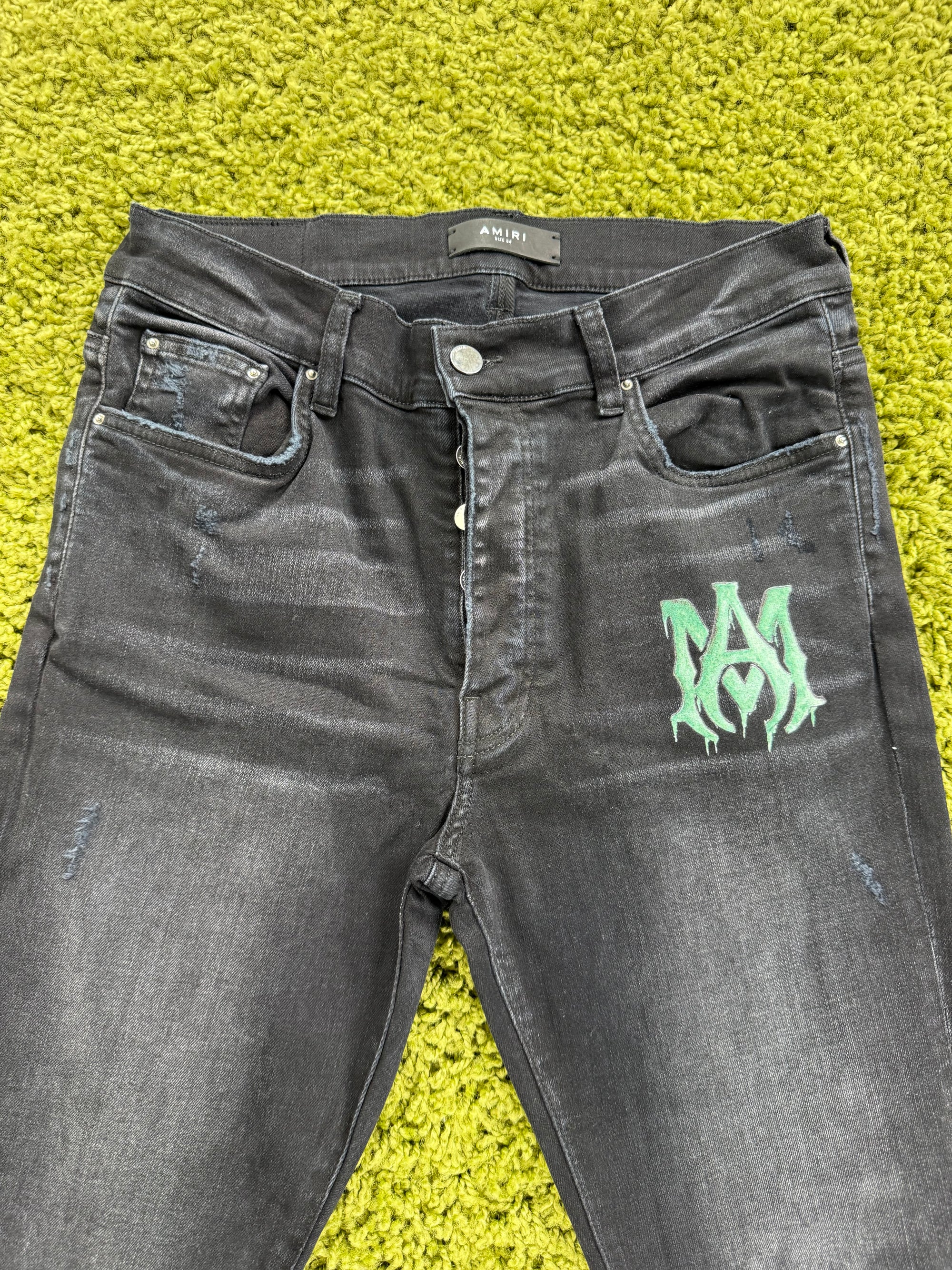 Jeans Amiri Nero con dettagli Verdi 34