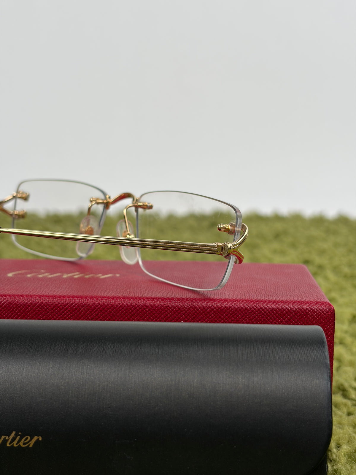 Occhiali Rimless Rettangolari CT05630 Cartier Con aste oro