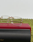 Occhiali Rimless Rettangolari CT05630 Cartier Con aste oro