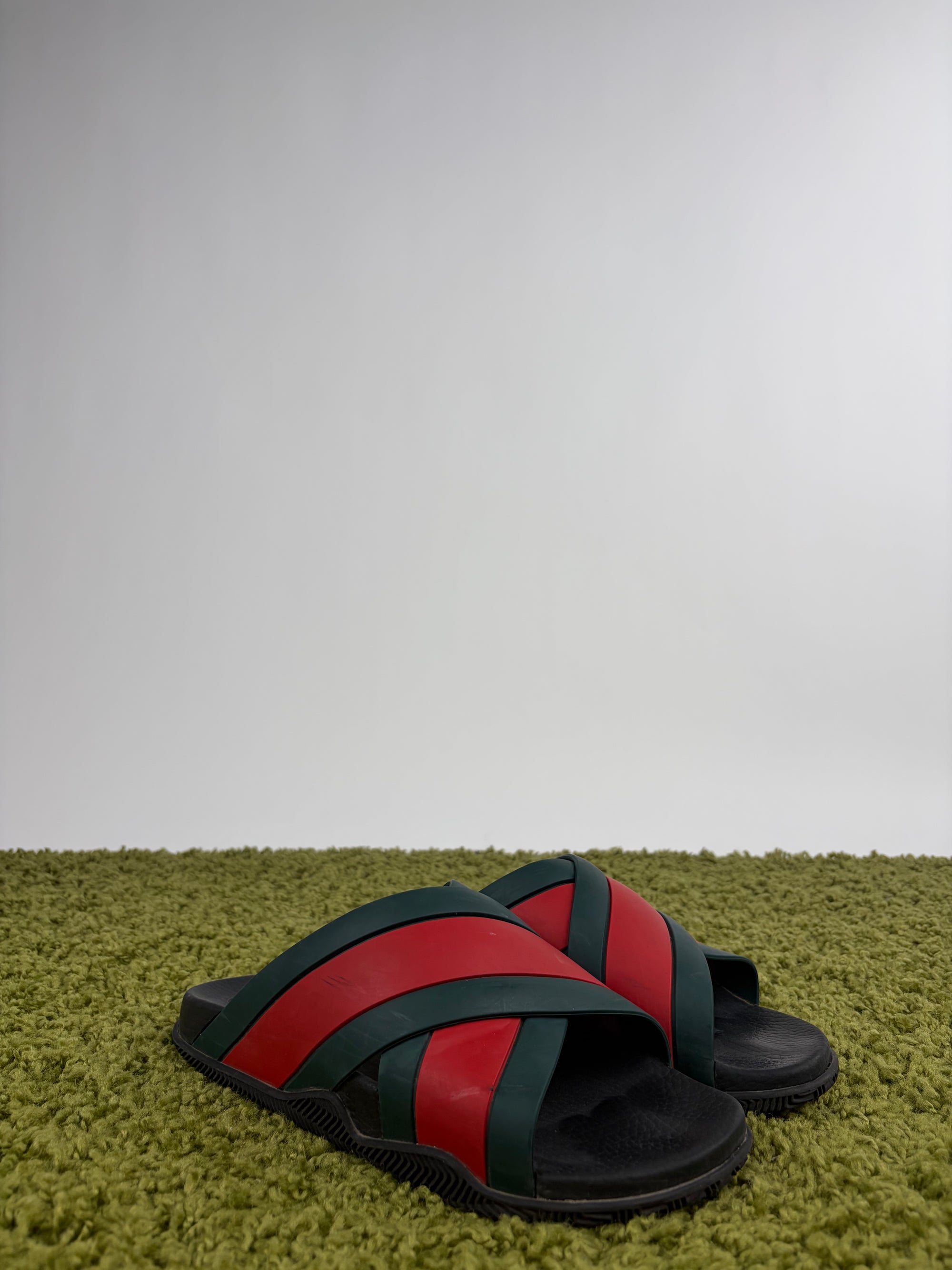 Sandali Gucci Size 9=43 nere verdi e rosse