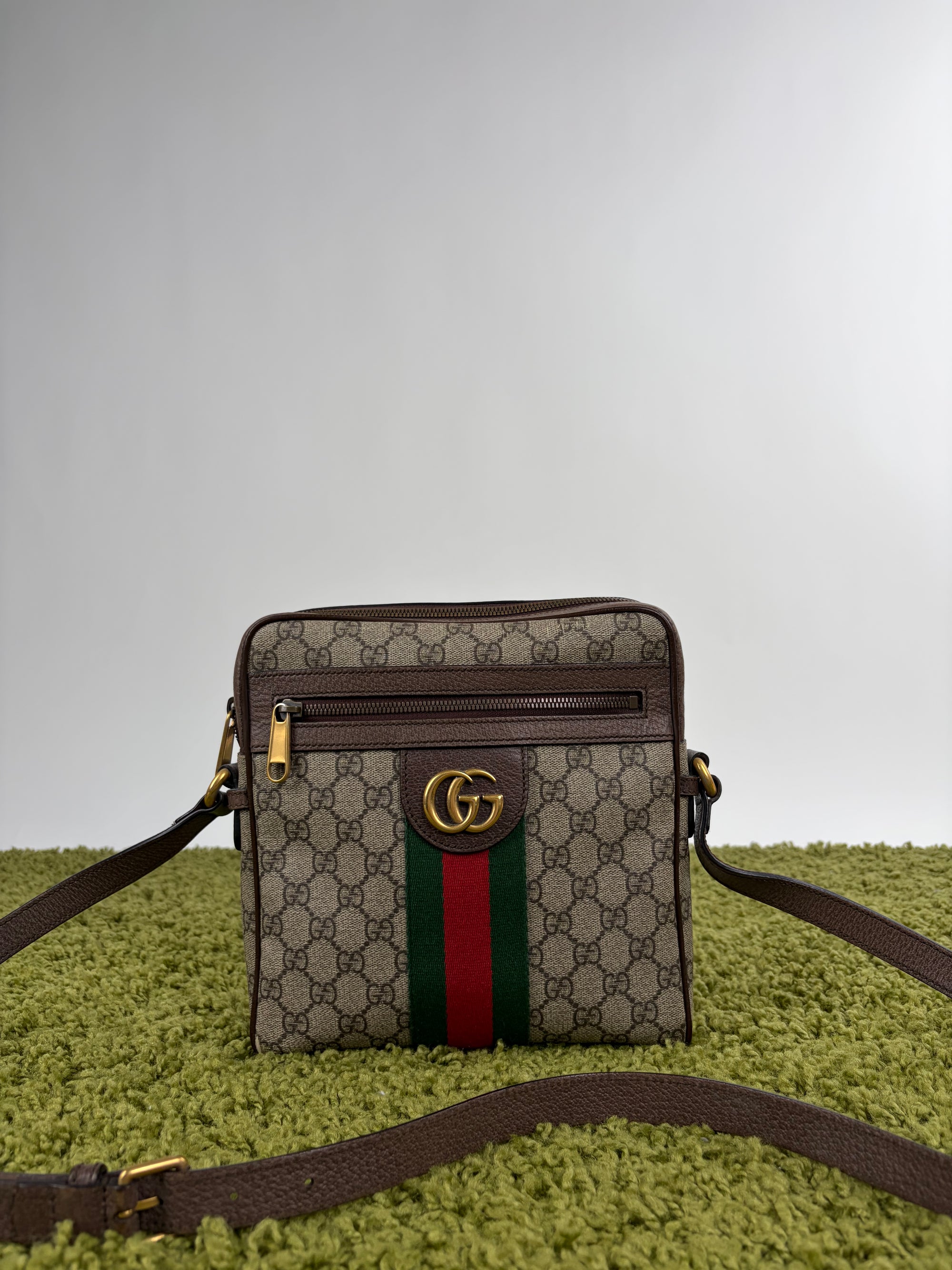 Borsello Gucci beige verde e rosso
