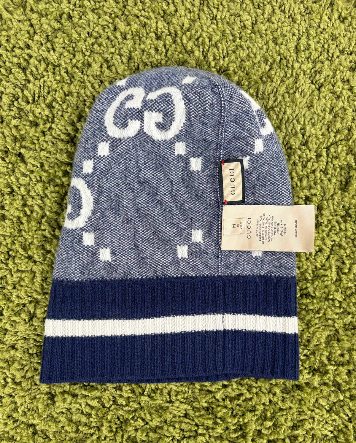 Cappello Gucci GG Knit in cashmere Grigio Multicolor M