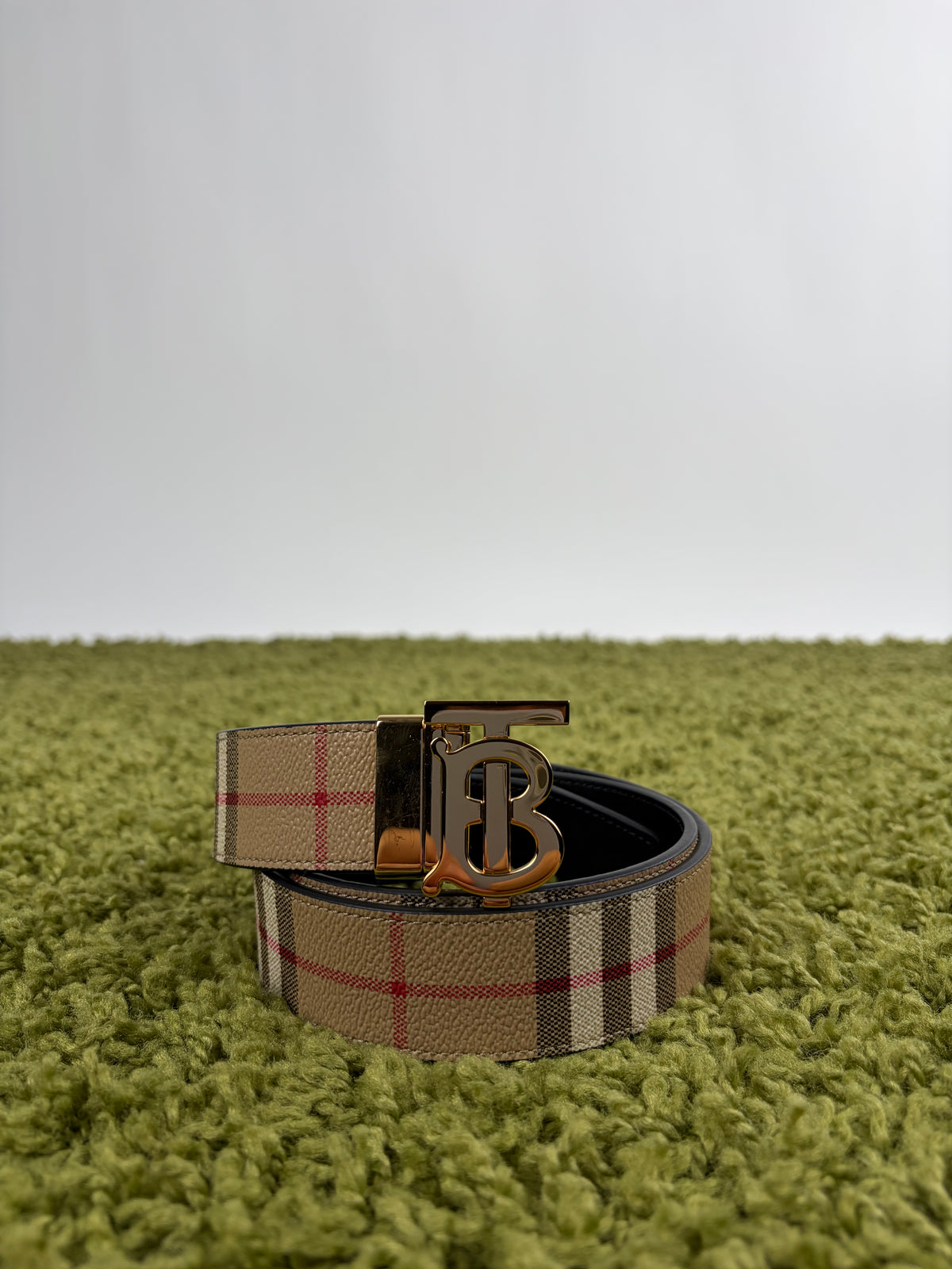 Cintura Burberry TB Reversibile Check Beige 90/36 100cm