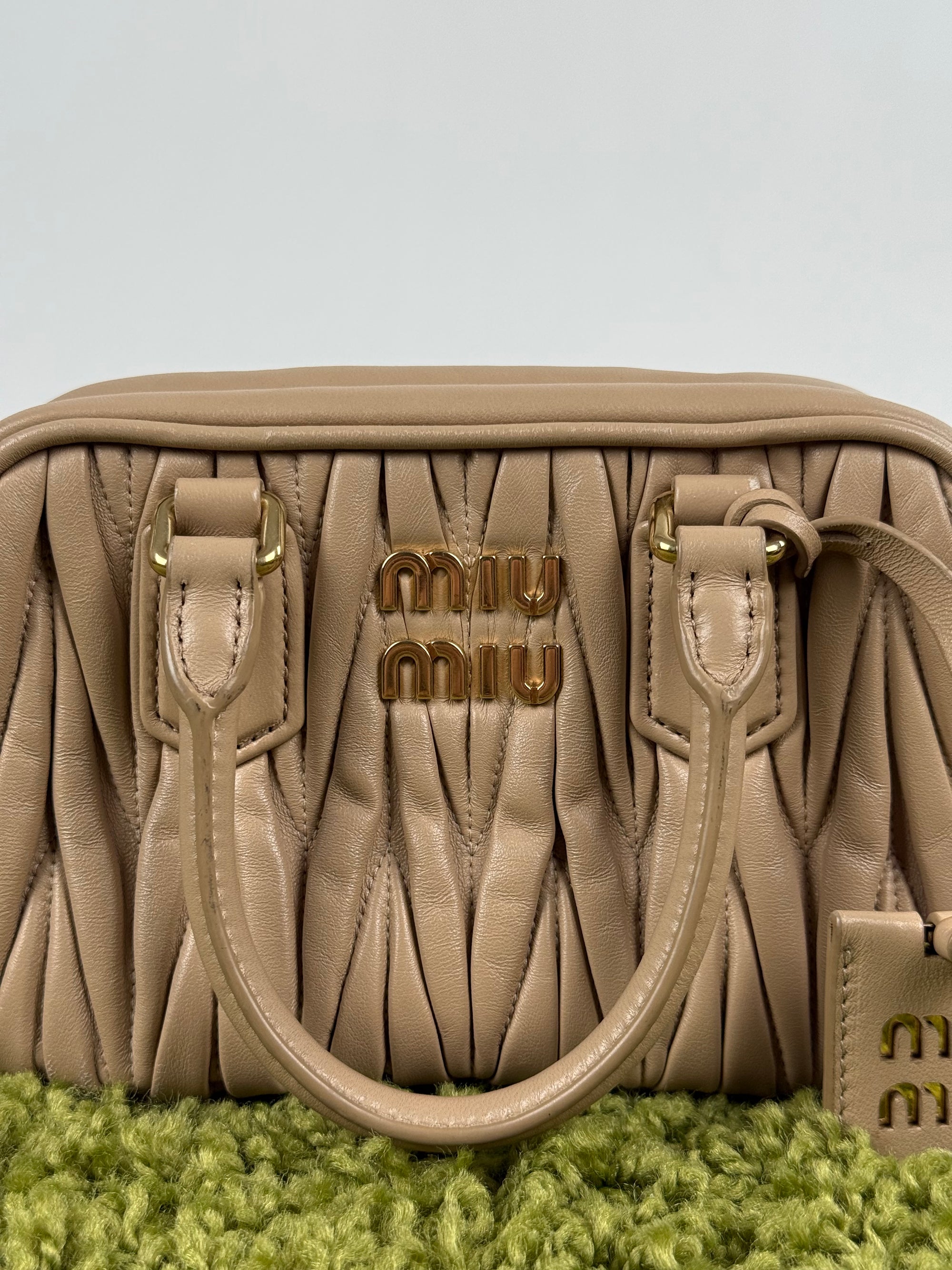 Borsa Arcadie Nappa Miu Miu Beige