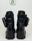 Stivali Prada Monolith in pelle e Re-nylon con pouch Size 36 nero