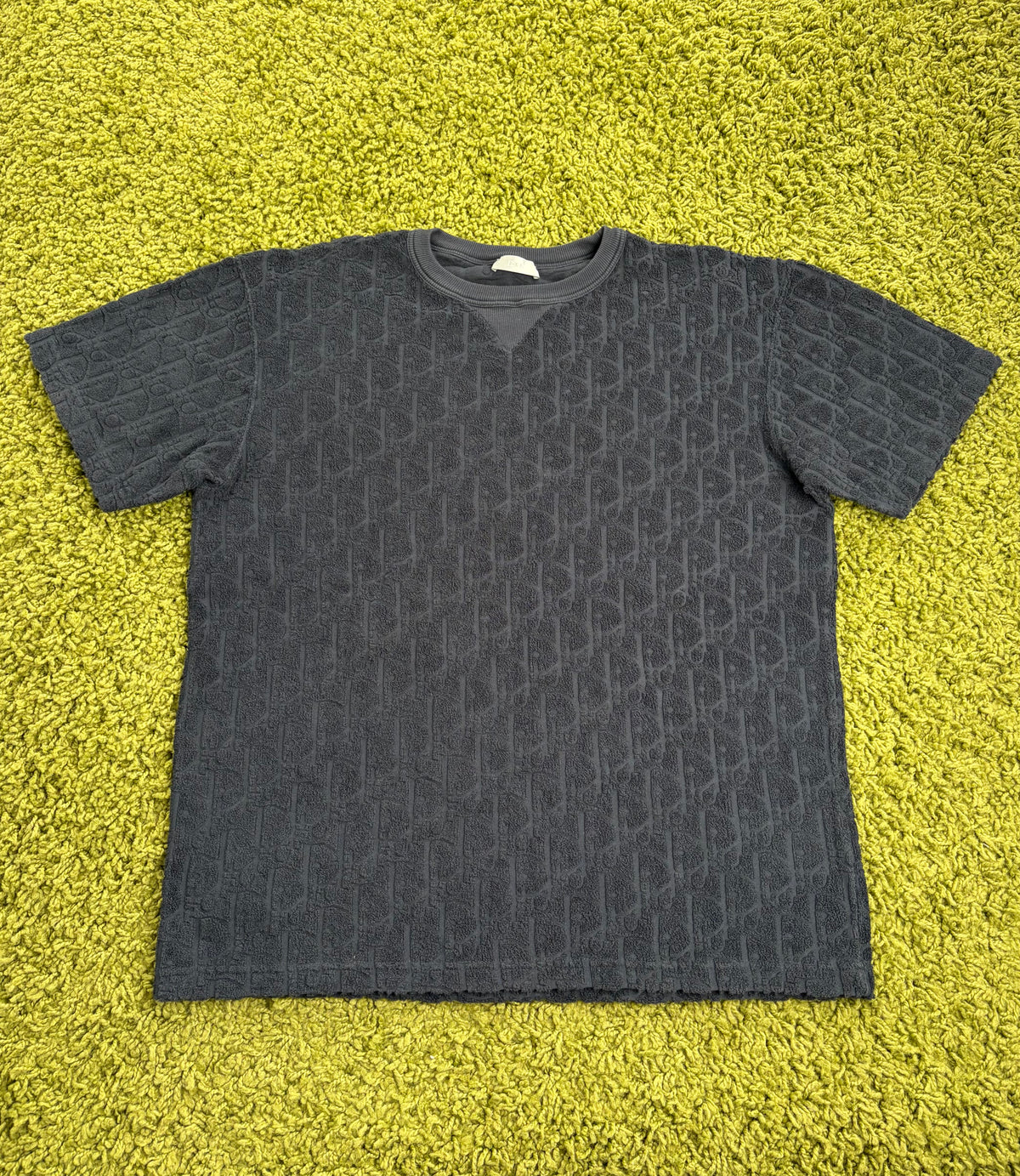 T-Shirt Christian Dior Blu Navy in jacquard oblique S