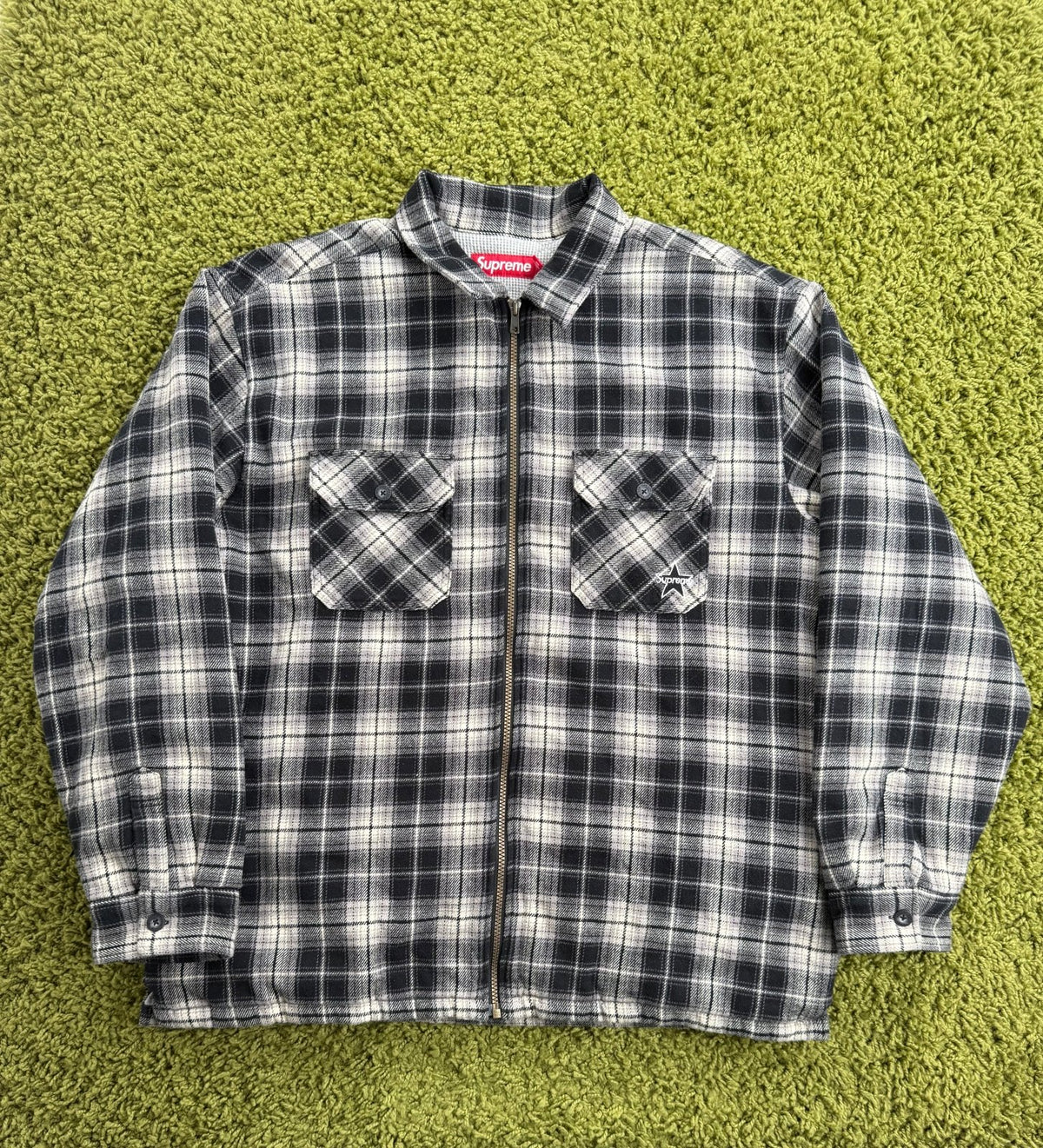Giacca Supreme a quadri Bianca e Nera XL - Second Hand Di Fiore