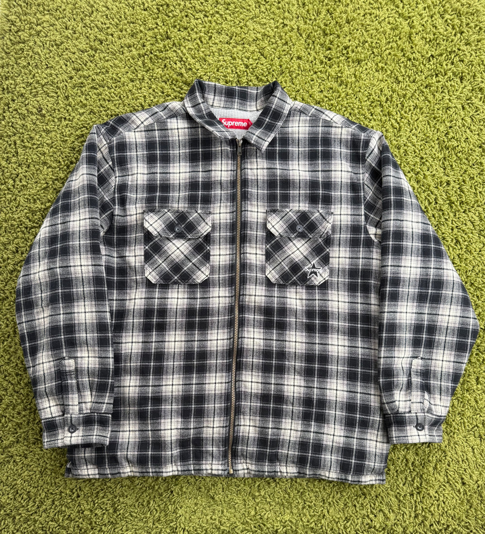Giacca Supreme a quadri Bianca e Nera XL