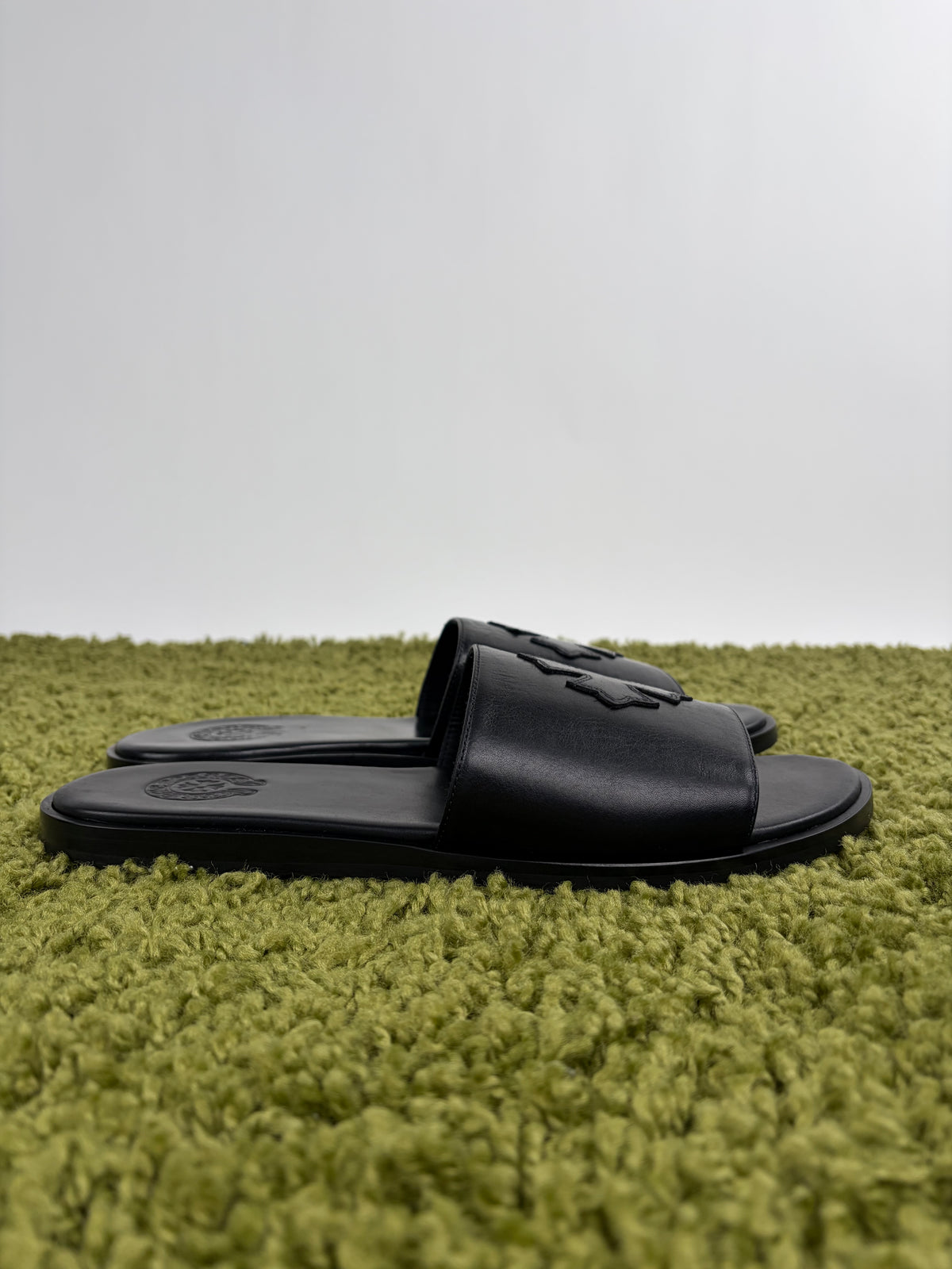Sandali Slide Chrome Hearts in pelle Nero 45