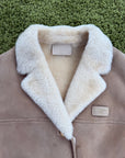 Montone con collo in shearling e bottoni incisi Prada Beige 40