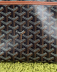 Pochette Goyard Jouvence in tela Goyardine nera con profili marroni