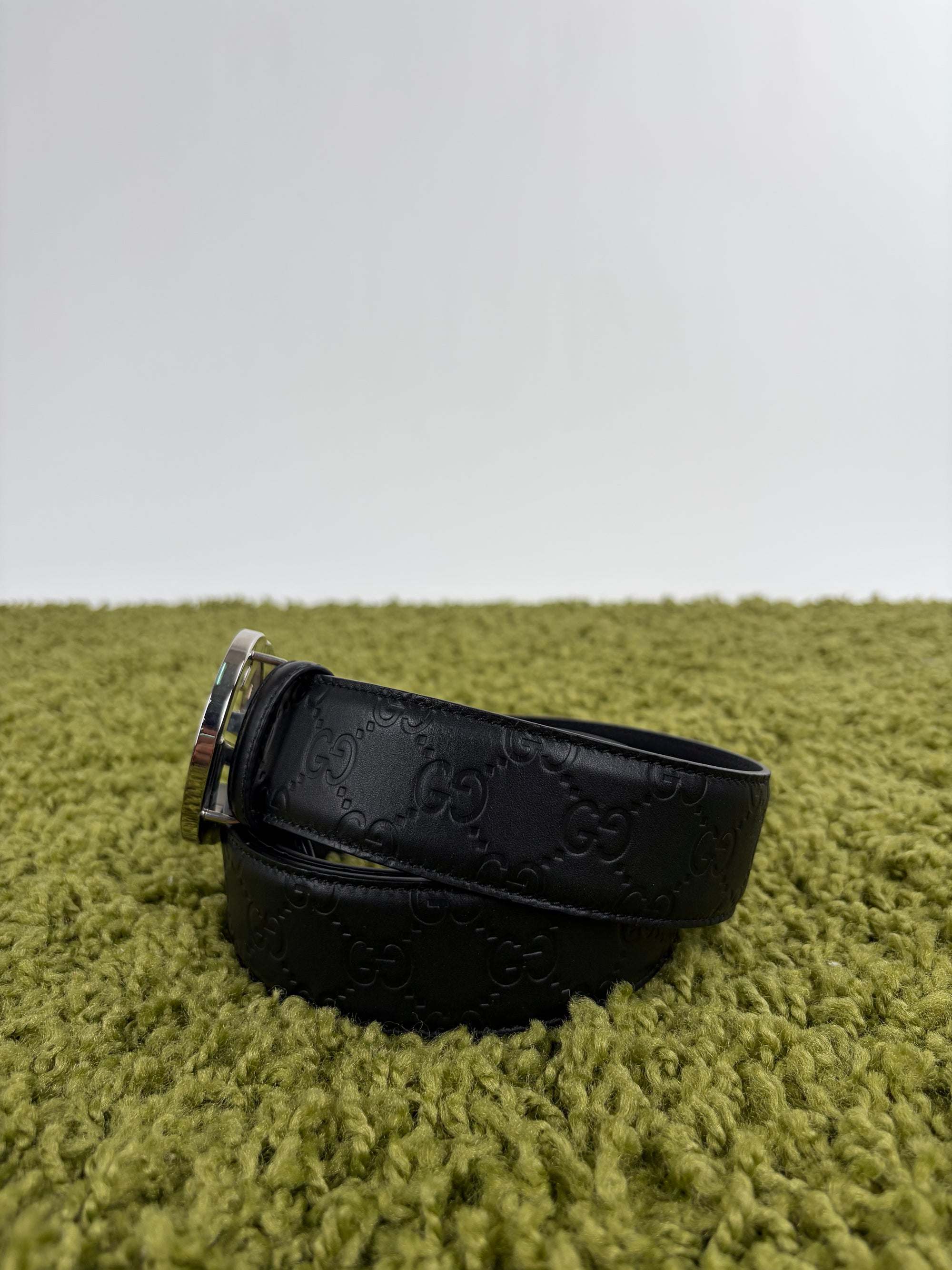 Cintura Gucci nera e argento
