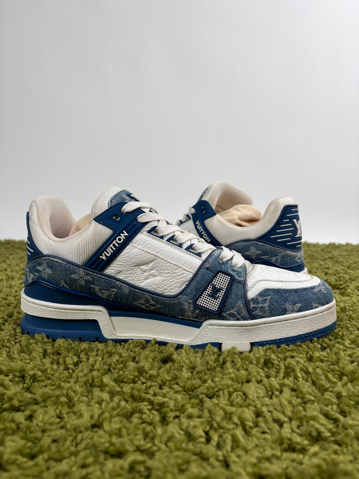 Louis Vuitton Trainer In Denim Blu 7.5