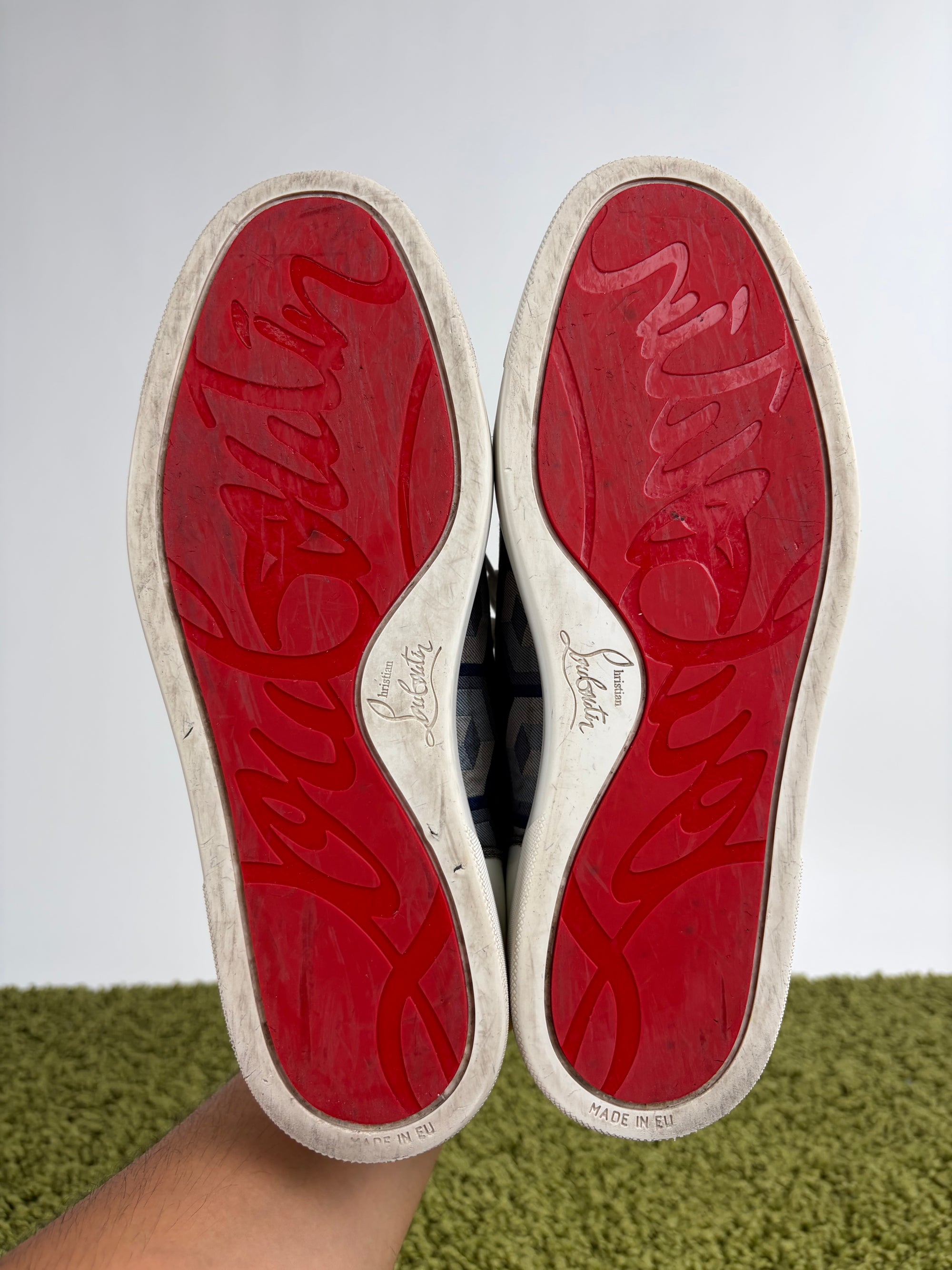 Louboutin basse Size 40.5 blu oro e argento