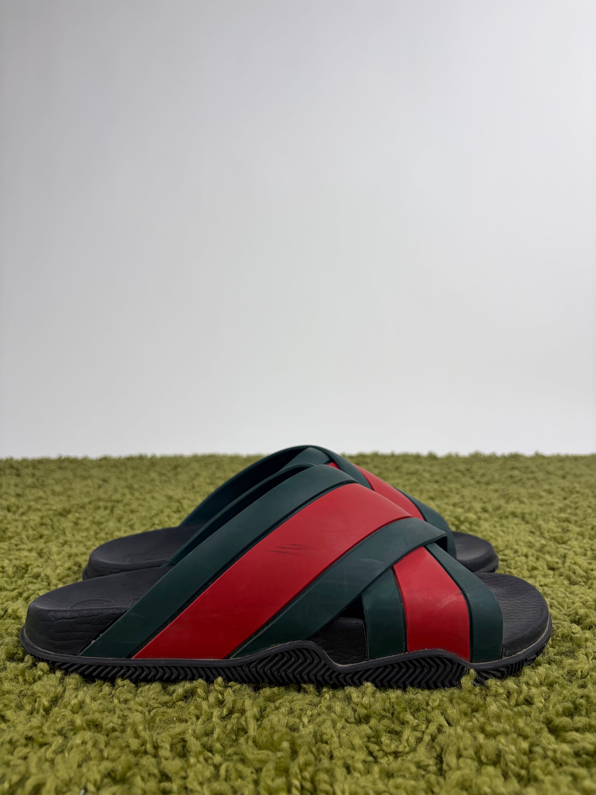 Sandali Gucci Size 9=43 nere verdi e rosse