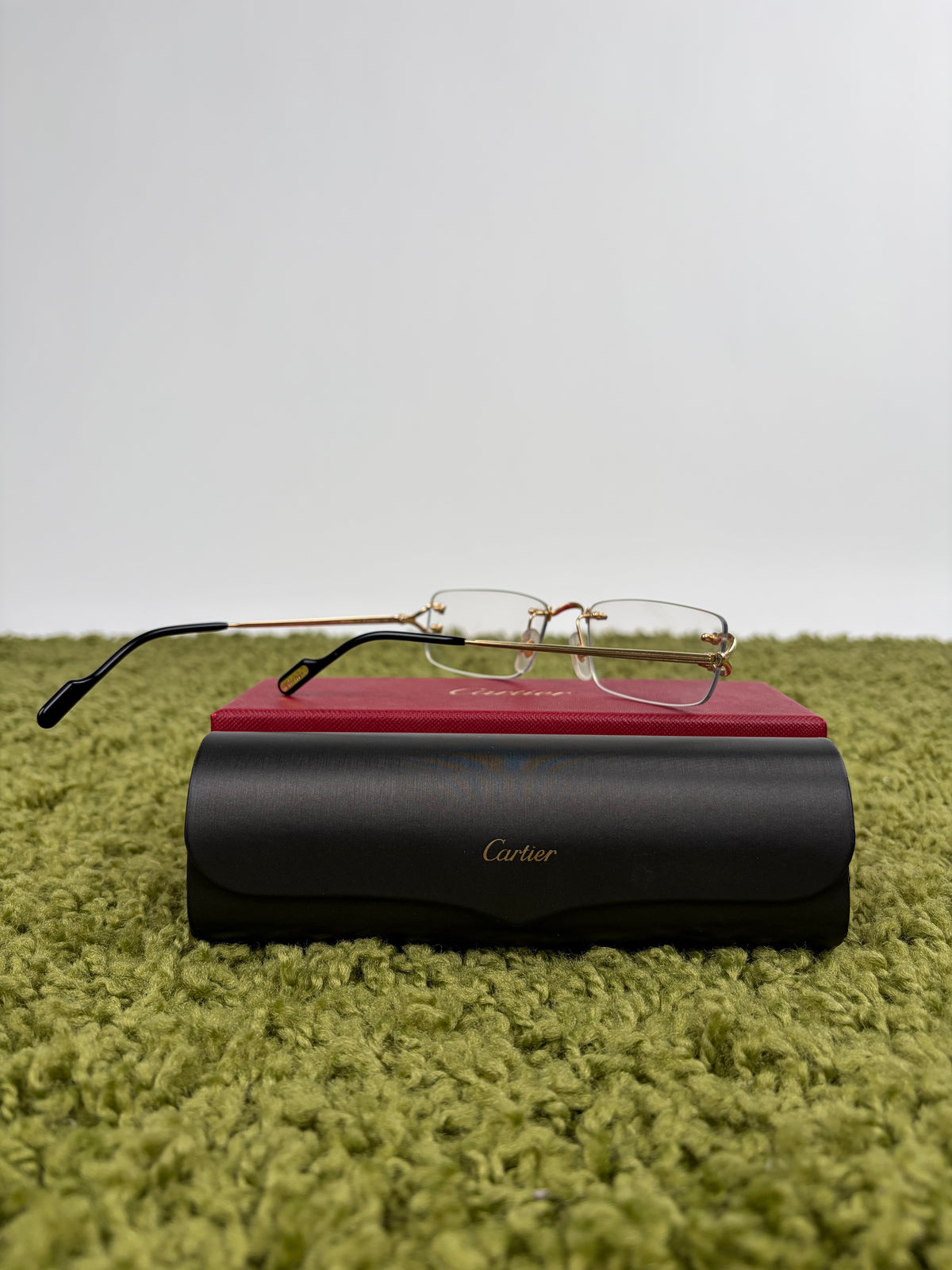 Occhiali Rimless Rettangolari CT05630 Cartier Con aste oro