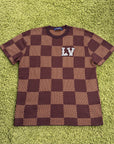 T-Shirt Louis Vuitton con motivi damier Marrone M