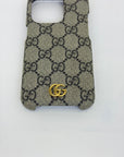 Cover Gucci per IPhone 16 pro beige e oro