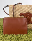 Borsa Celine Cabas Thais in rafia beige e marrone