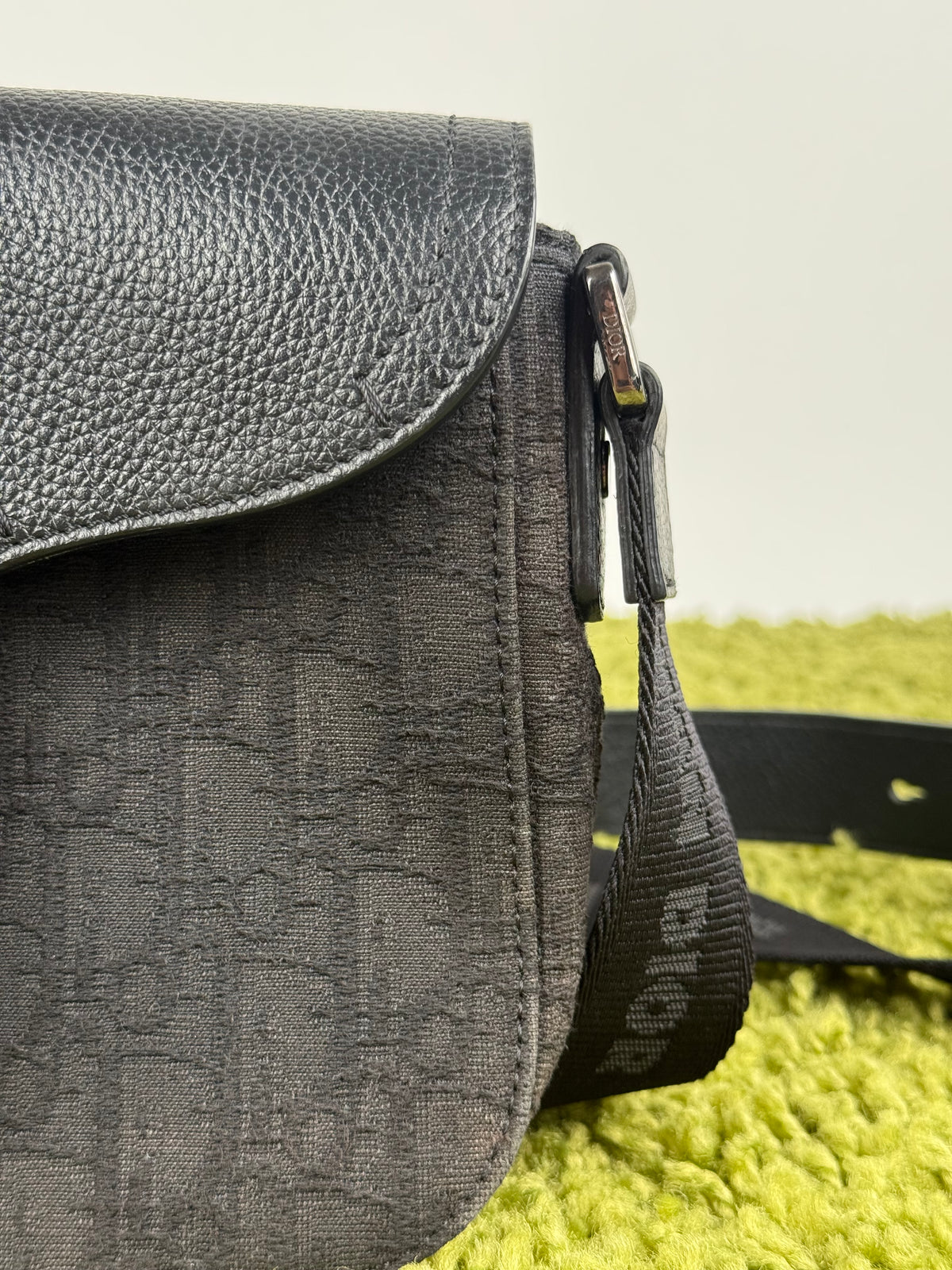 Borsa a tracolla saddle in jacquard Christian Dior Nero