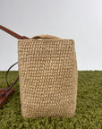 Borsa Celine Cabas Thais in rafia beige e marrone