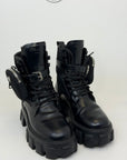 Stivali Prada Monolith in pelle e Re-nylon con pouch Size 36 nero