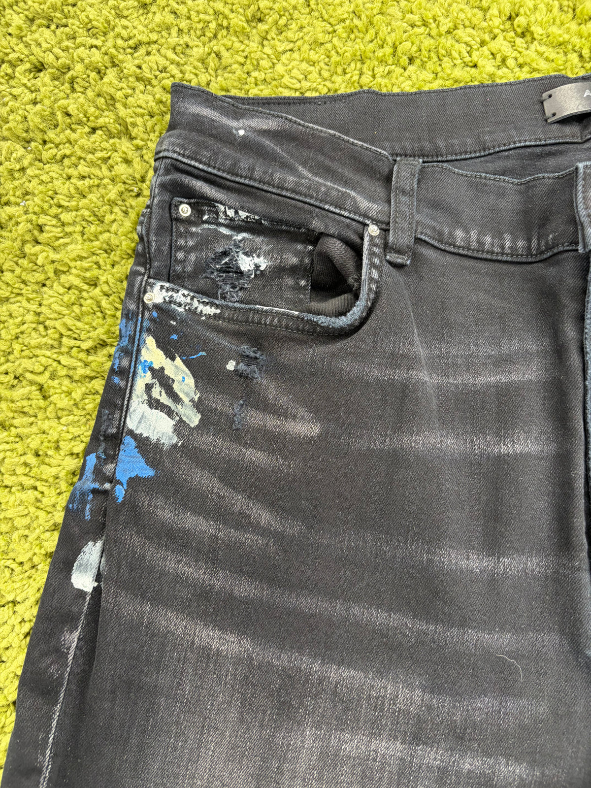 Jeans Amiri Paint Splatter Nero Multicolor 36