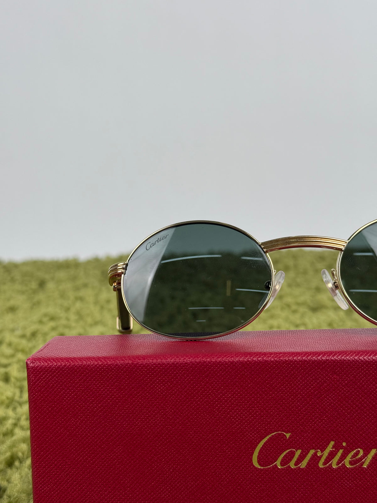 Cartier Eyewear Con montatura ovale e aste in legno