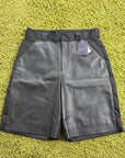 Pantaloncino Prada con pannello frontale in pelle Nero 48