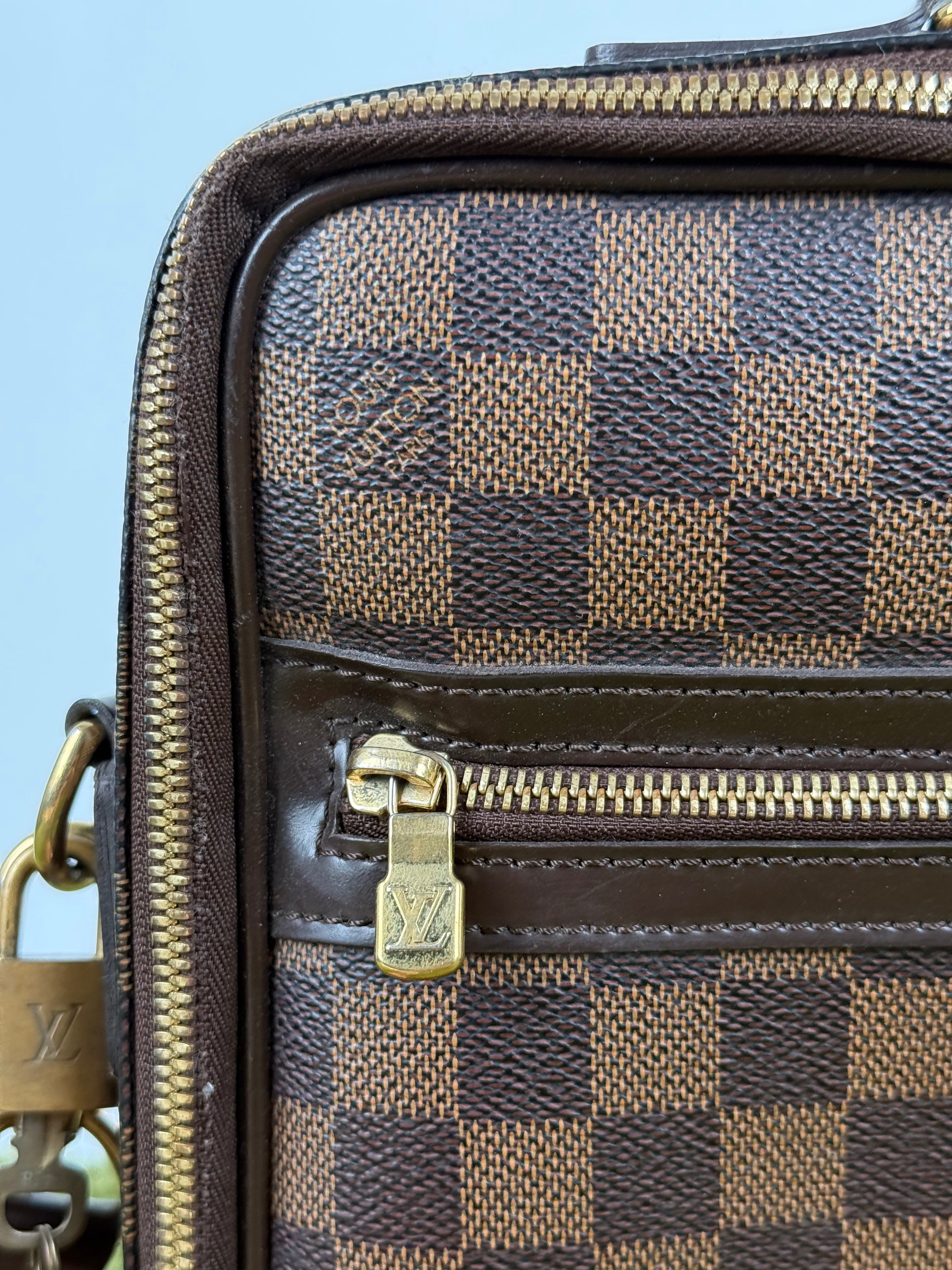Borsa Sabana In tela Damier Ébène Louis Vuitton Marrone