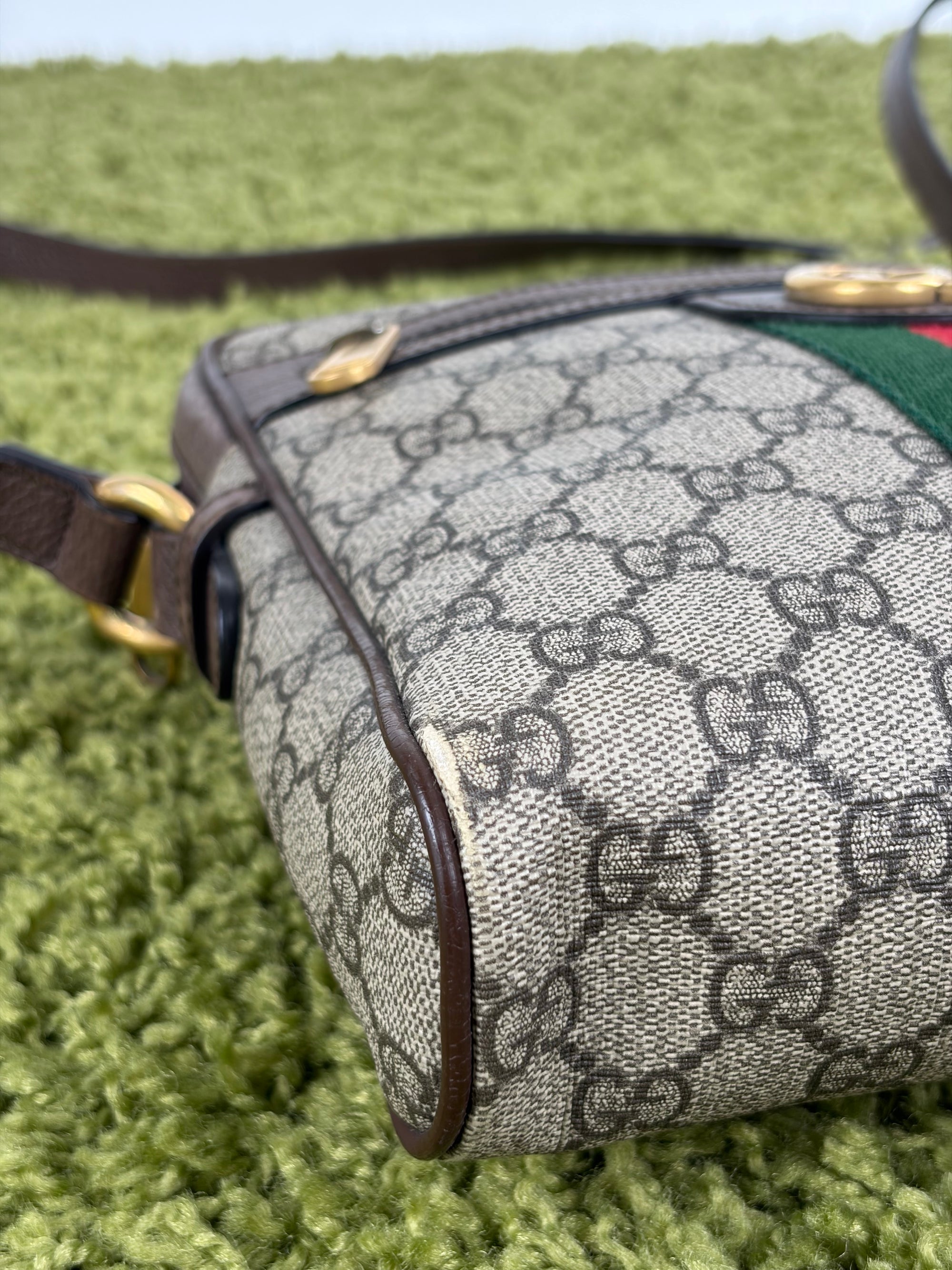 Borsello Gucci beige verde e rosso