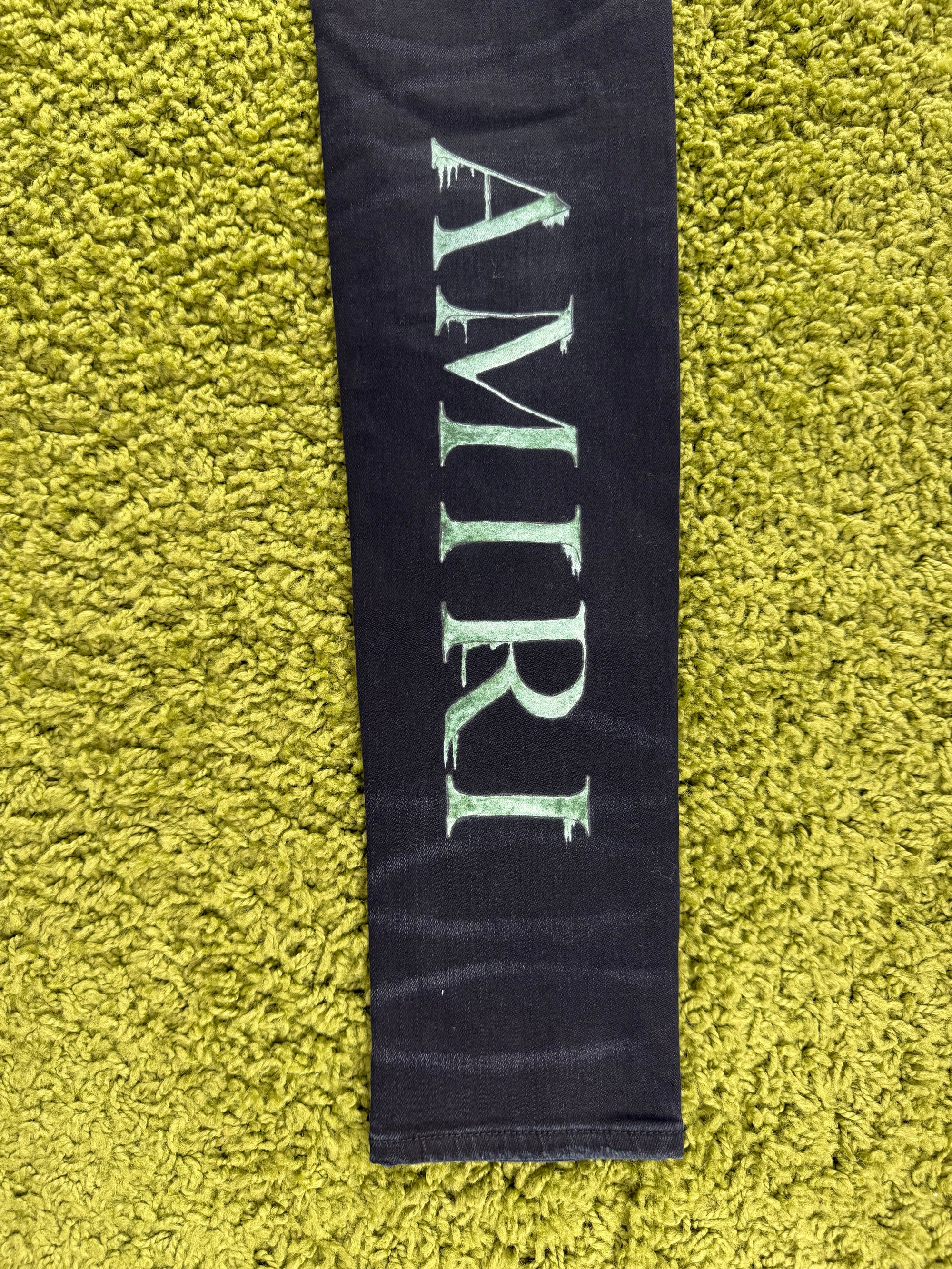 Jeans Amiri Nero con dettagli Verdi 34