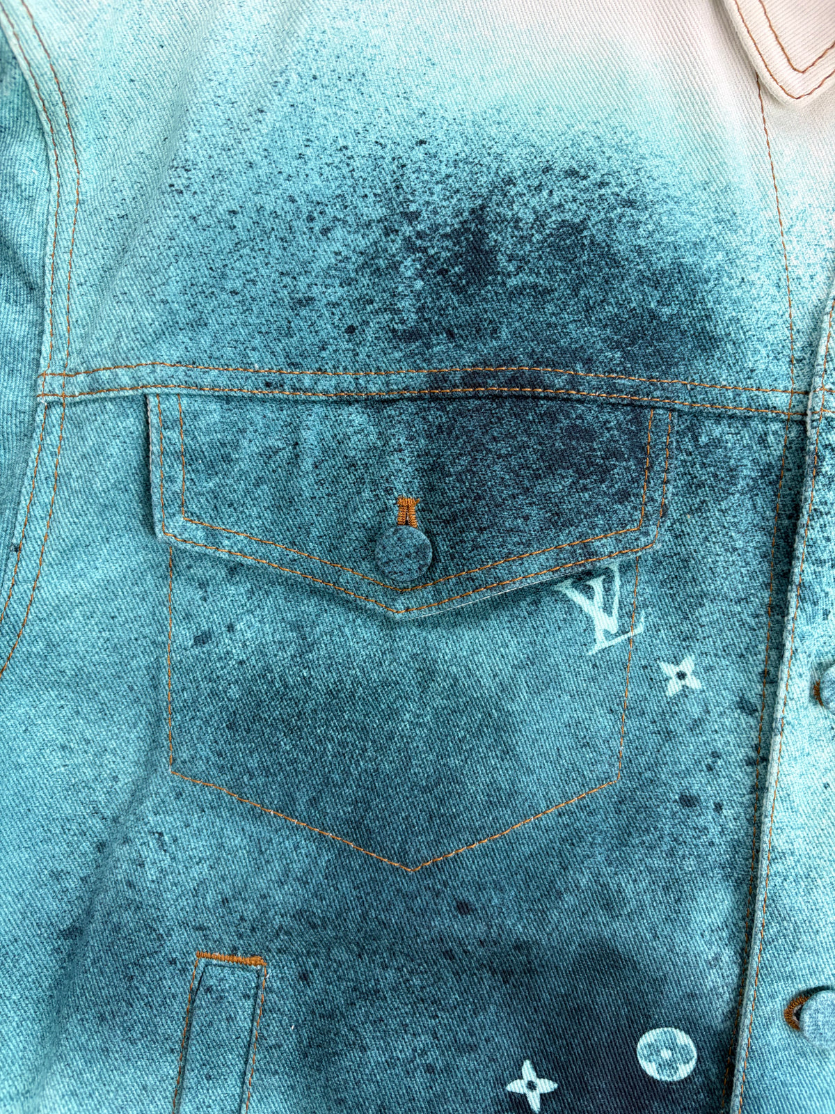 Giacca Louis Vuitton Spray in Denim Bianca Multicolor 54