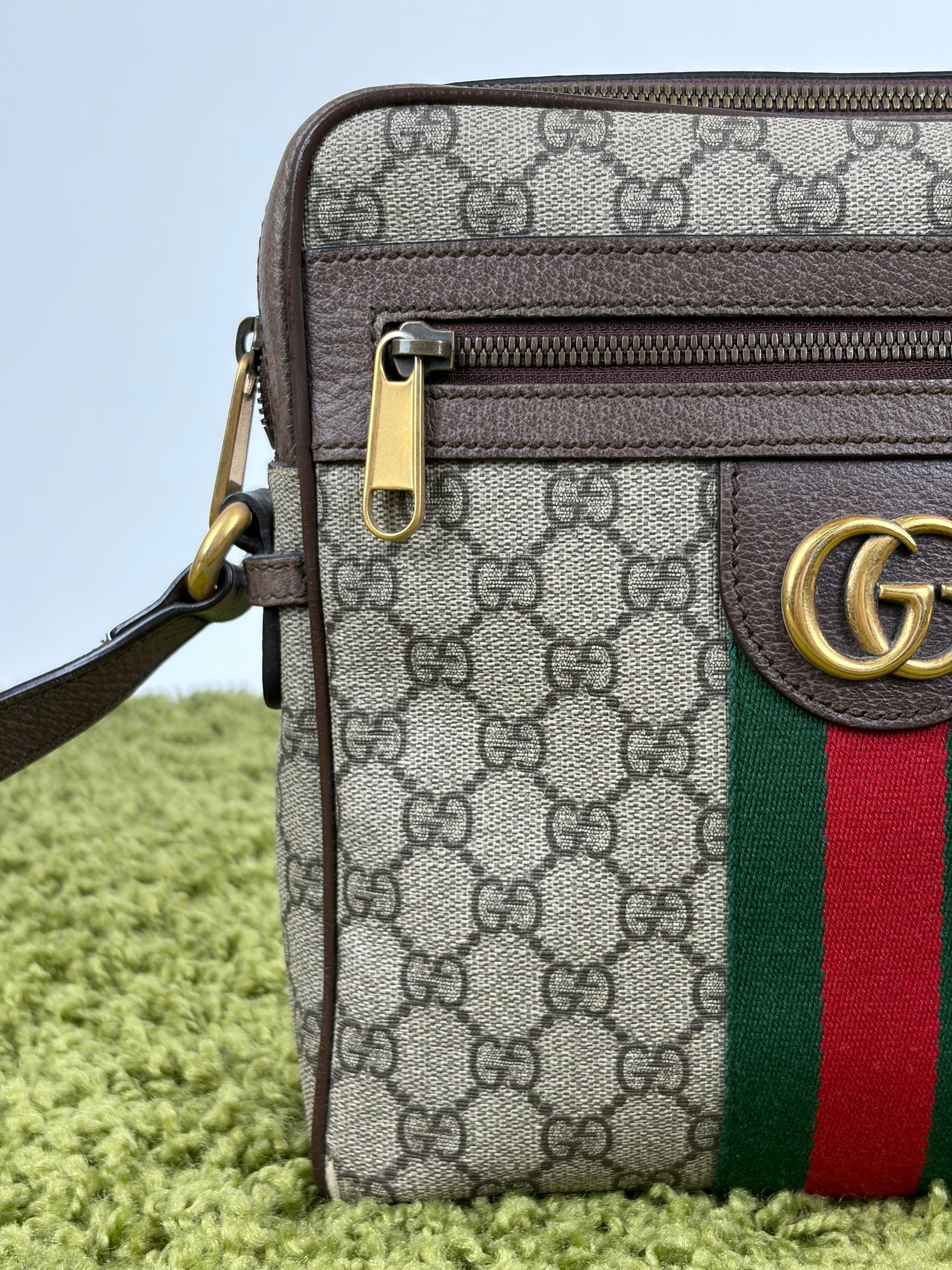Borsello Gucci beige verde e rosso