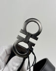 Cintura Ferragamo Double Gancini reversibile Nero 113cm