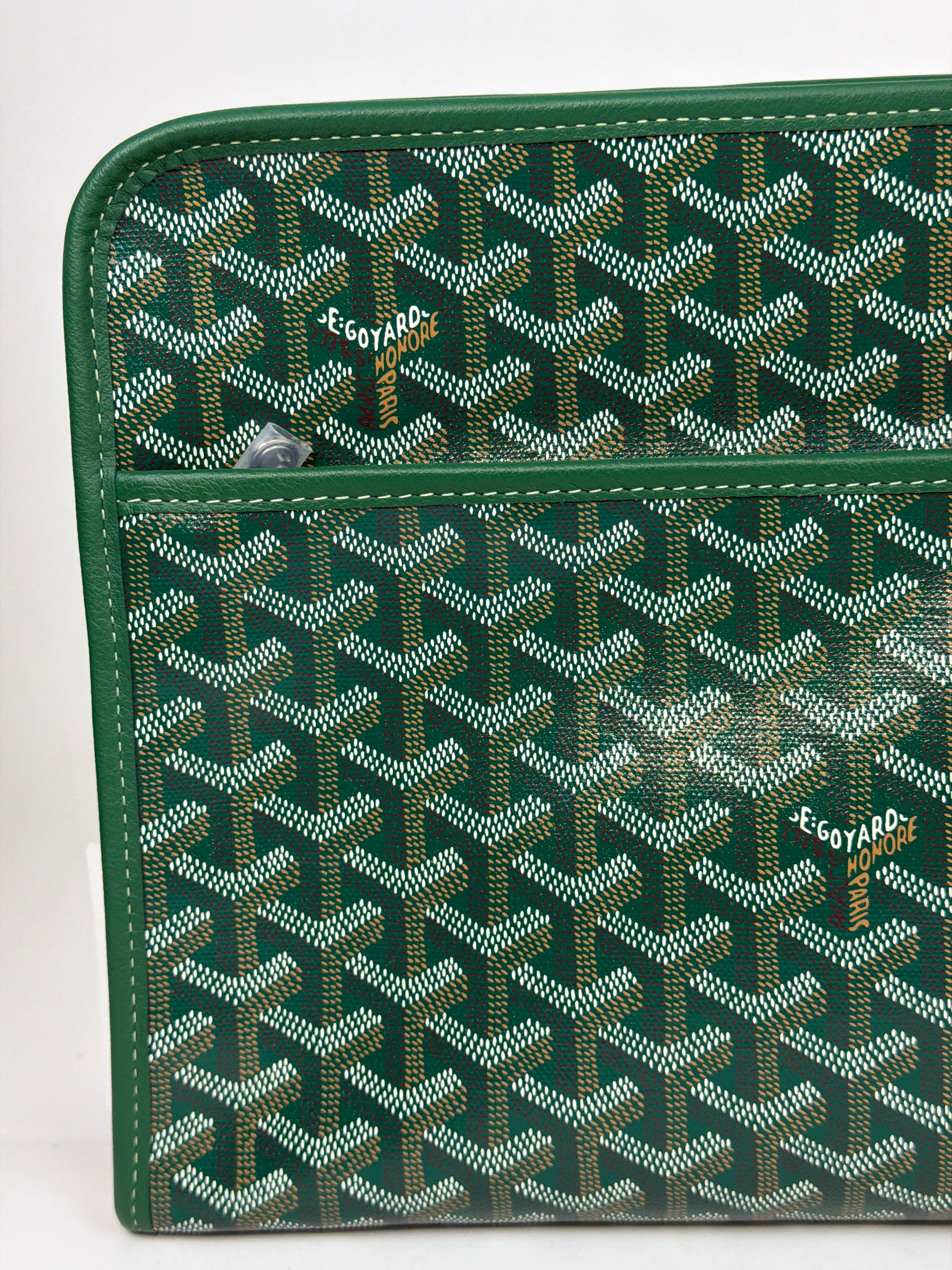 pochette Goyard misura GM verde e arancione