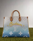 Borsa Louis Vuitton OnTheGo azzurra bianca e gialla