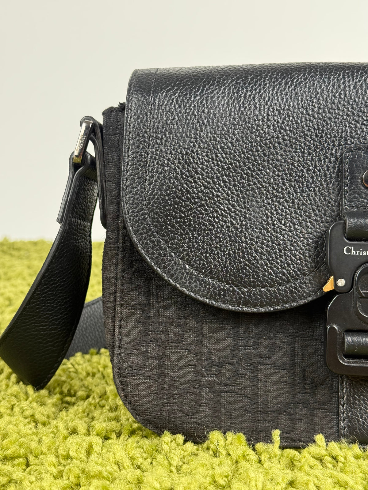 Borsa a tracolla saddle in jacquard Christian Dior Nero