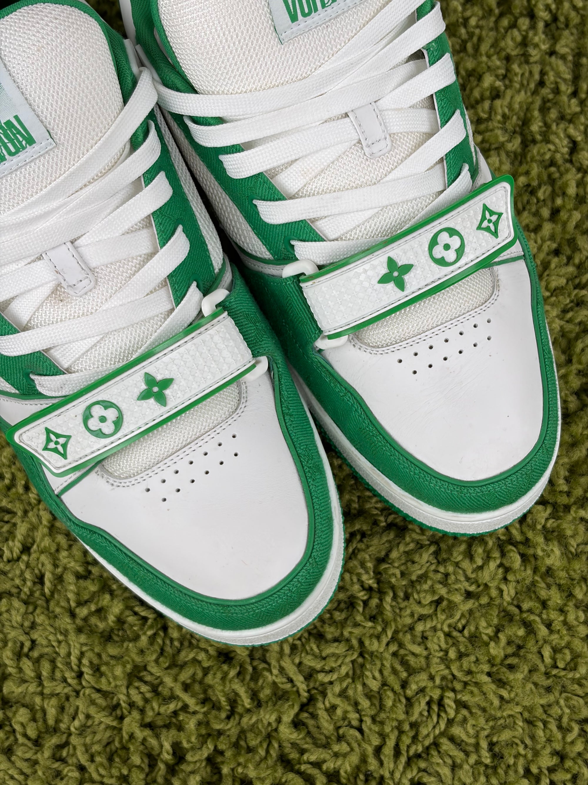 Louis Vuitton Trainer Size 8.5=42.5 calza 43.5 bianche e verdi