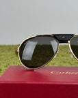 Occhiali da sole Cartier CT0296S Con montatura pilot in metallo e aste oro