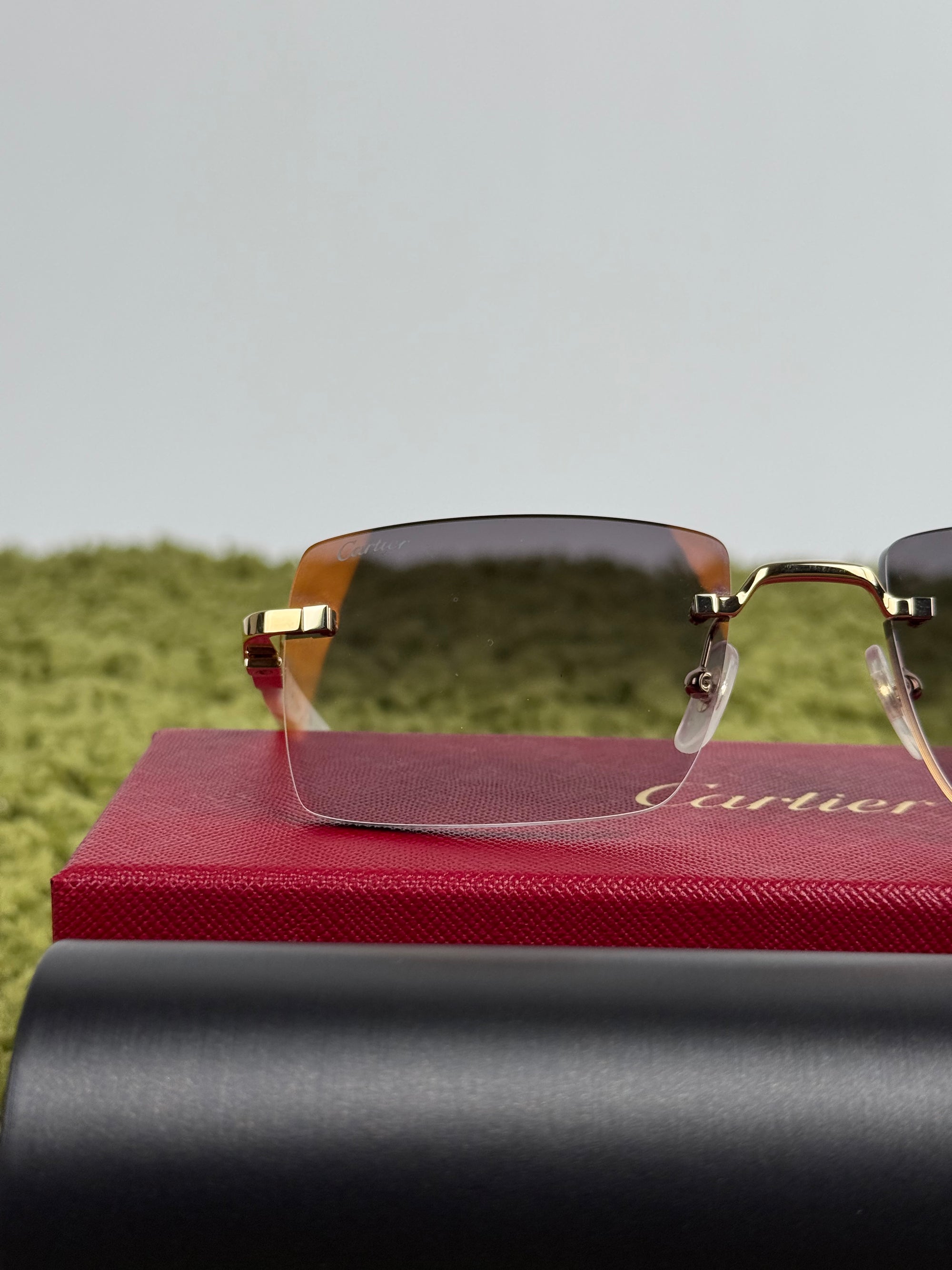 Occhiali Cartier CT0058O con aste in acetato effetto avorio